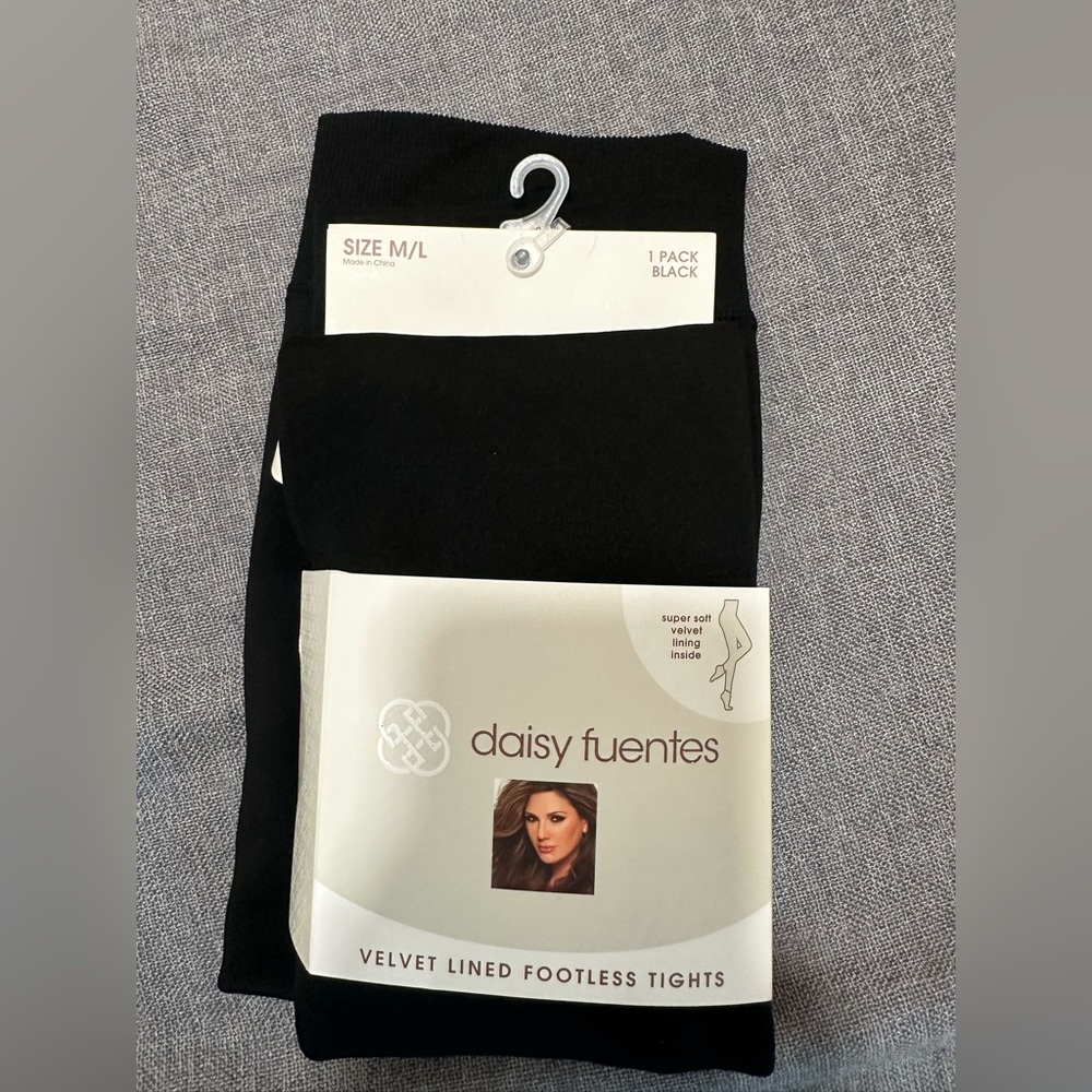 Daisy Fuentes Velvet Lined Footless Tights New M/L - Picture 4 of 4